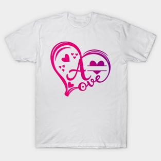 letter a monogram in the shape of love T-Shirt